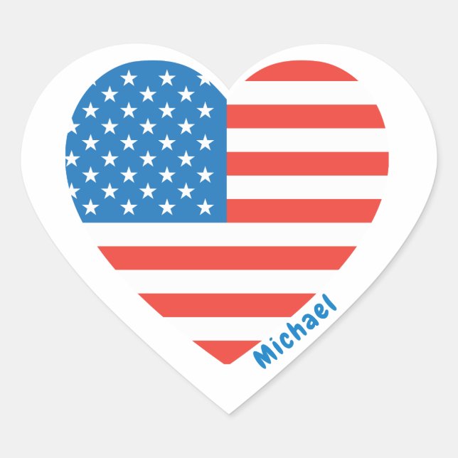 Monogram American USA Flag 4. Juli Personalize Herz-Aufkleber (Vorderseite)