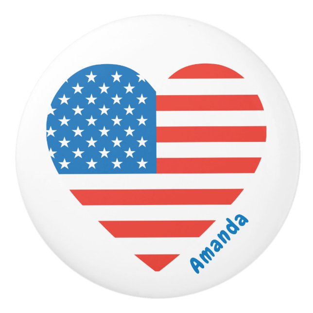 Monogram American USA Flag 4. Juli Personalize Keramikknauf (Vorderseite)