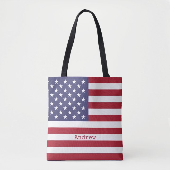 Monogram American USA Flag 4. Juli Personalize Tasche (Vorderseite)