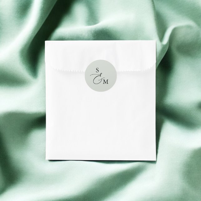 Monogram Ampersand Script Wedding Runder Aufkleber (Von Creator hochgeladen)