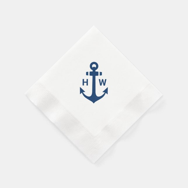 Monogram Anchor Diagonal in Navy Napkins Serviette (Ecke)