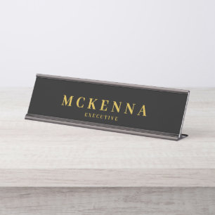 Monogram Angestellter der Black Gold Führungskraft Schreibtischnamensplakette