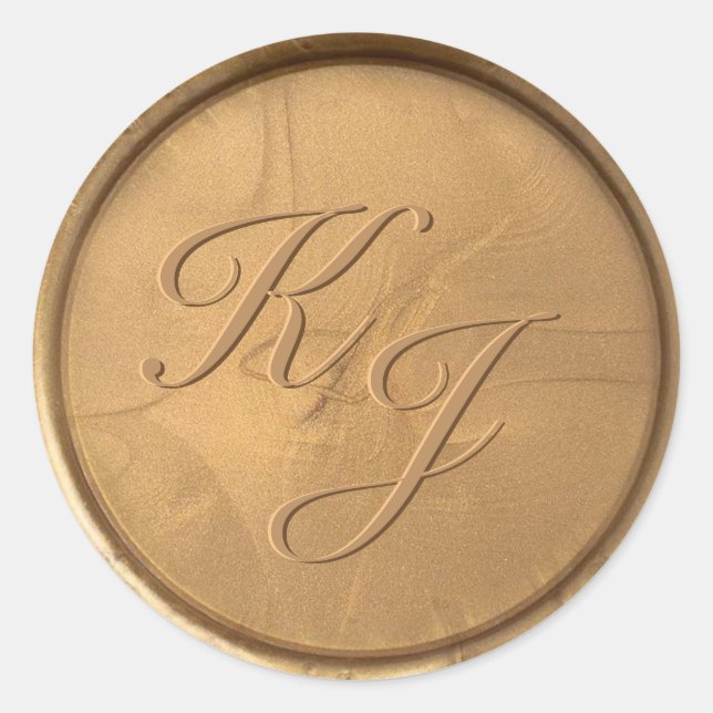 Monogram Antik Gold Wax Siegel Sticker (Vorderseite)