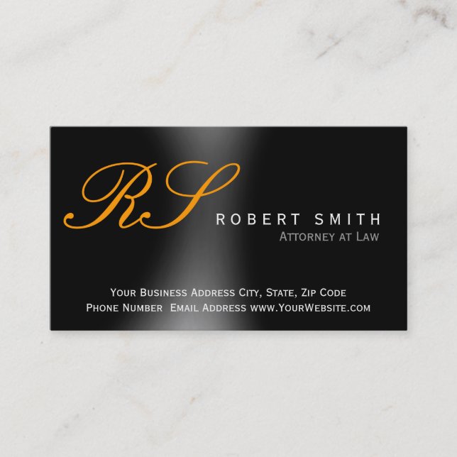 Monogram-Anwalt bei Law Black Business Card Visitenkarte (Vorderseite)