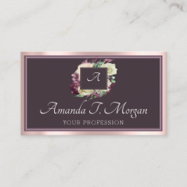 Monogram Appointment Card Rose Marsala DustyFloral Visitenkarte