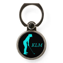 Monogram Aqua Aquamarine Silhouette Golfer