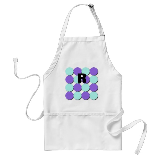 Monogram Aqua & Blue Polka Dots Schürze (Vorne)