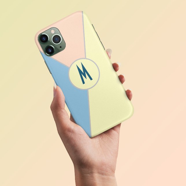 Monogram Aquamarin-gelb-gelb-rosa Pastellfarbblock Case-Mate iPhone Hülle (Von Creator hochgeladen)