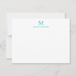 Monogram Aquamarin Green Simple Classic Formal Ele Mitteilungskarte