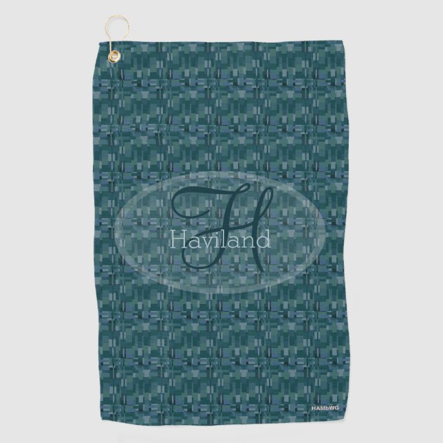 Monogram Aquamarin Print Golf Towel - HAMbyWG Golfhandtuch (Vorderseite)