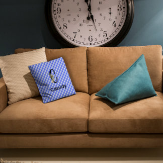 Monogram Aquarell Blumen Gingham Kissen