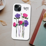 Monogram, Aquarell Pink Lila Case-Mate iPhone Hülle<br><div class="desc">Dieses Gehäuse ist mit einem floralen Aquarell in Rosa und lila Farbtönen dekoriert. Einfach mit Ihrem Monogramm anpassbar. Weil wir unsere eigenen Kunstwerke erstellen,  werden Sie dieses exakte Bild von anderen Designern nicht finden. Original Wasserfarbe © Michele Davies.</div>