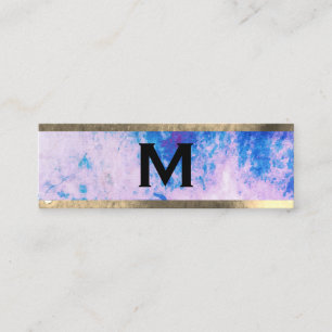 Monogram Aquarellblau Lila mit Trim Mini Visitenkarte