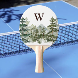 Monogram Aquarellkiefernwald & Mountain Rustikal Tischtennis Schläger