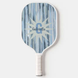 Monogram Aquarellstreifen Blaue Navy Graumuster Pickleball Schläger