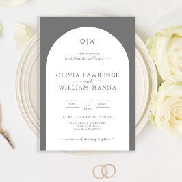 Monogram Arch Silver Gray Wedding Einladung
