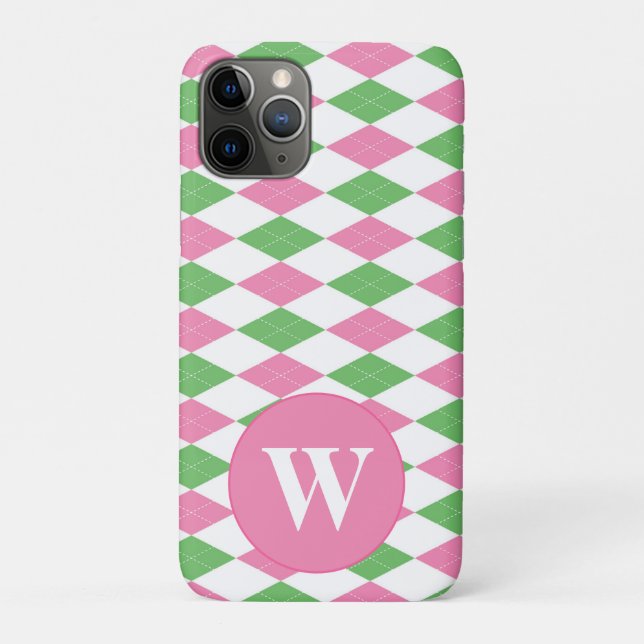 MONOGRAM ARGYLE PINK GREEN PATTERN Case-Mate iPhone HÜLLE (Rückseite)