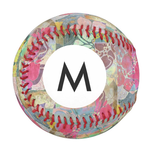 Monogram Art Blumenmuster Baseball (Vorderseite Links)