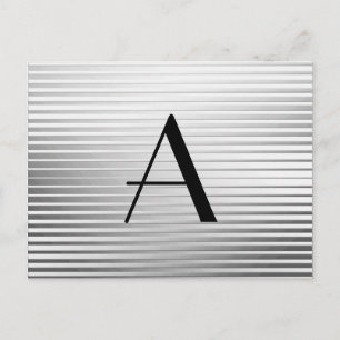 Monogram Art Deco Silver Satin Streifen Postkarte