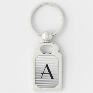 Monogram Art Deco Silver Satin Streifen Schlüsselanhänger