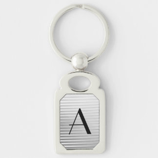Monogram Art Deco Silver Satin Streifen Schlüsselanhänger