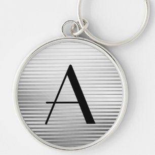 Monogram Art Deco Silver Satin Streifen Schlüsselanhänger