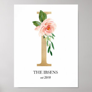 Monogram Art Print, Letter I, Wedding, Kinderzimme Poster