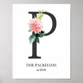 Monogram Art Print, Letter P, Wedding, Kinderzimme Poster