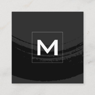 Monogram Artistic BrushBlack Quadratische Visitenkarte