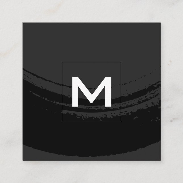 Monogram Artistic BrushBlack Quadratische Visitenkarte (Vorderseite)