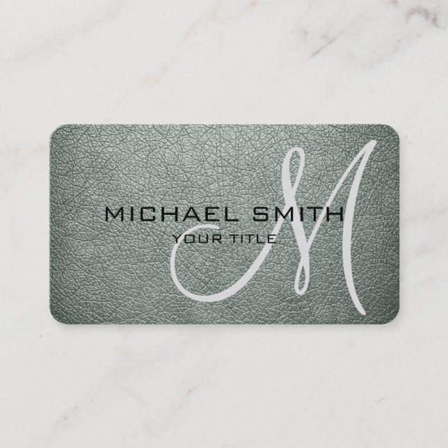 Monogram Ash Grey Leather Look Visitenkarte (Vorderseite)