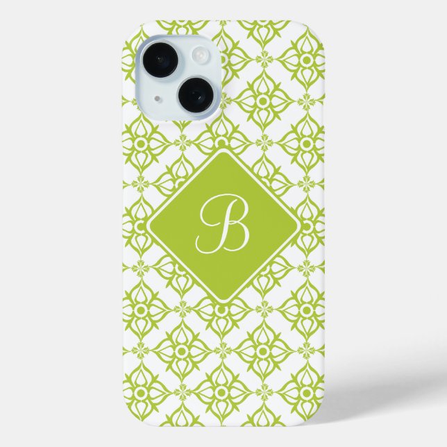 Monogram Atlantis Green Star Damask auf Weiß title_seo2 (Rückseite)