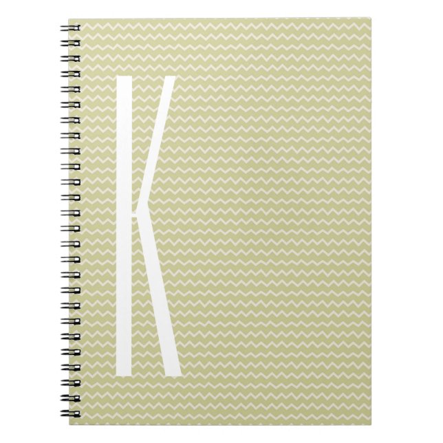 Monogram auf Light Sage Green Mini Zickzack Notizblock (Vorderseite)