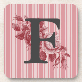 Monogram auf Red Cabbage Rose Spray Customizing It Getränkeuntersetzer