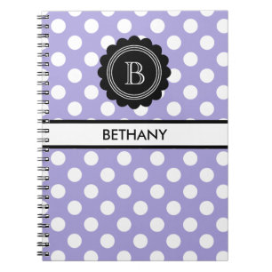 Monogram Aura Indigo und schwarze Polka Dots Notizblock