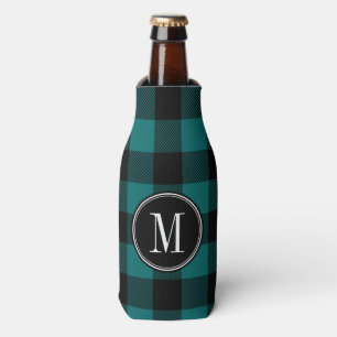 Monogram aus Aquamarinem Buffalo-Karo Flaschenkühler