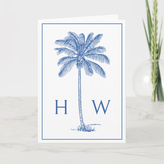 Monogram aus Blue und White Palm Palmetto Tree (Vorderseite)