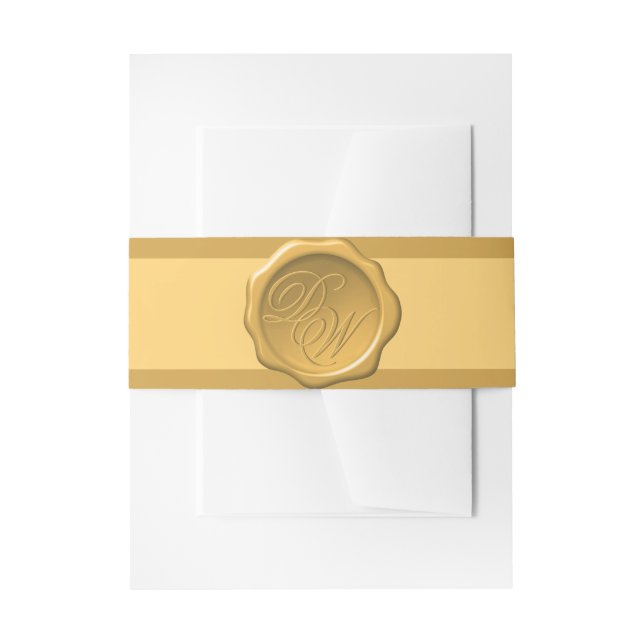Monogram aus Gold Wax Siegel 2 Initials elegant Ge Einladungsbanderole (Vorderseite Beispiel)