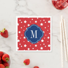 Monogram aus Red White and Blue Patriotic Stars Serviette