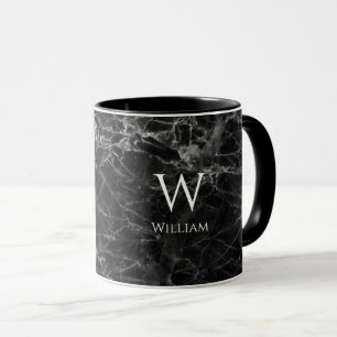 Monogram aus schwarzem Marmor Name Modern White In Tasse