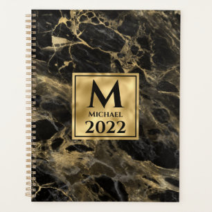 Monogram aus schwarzem und goldenem Marmor Elegant Planer
