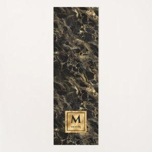 Monogram aus schwarzem und goldenem Marmor Elegant Yogamatte