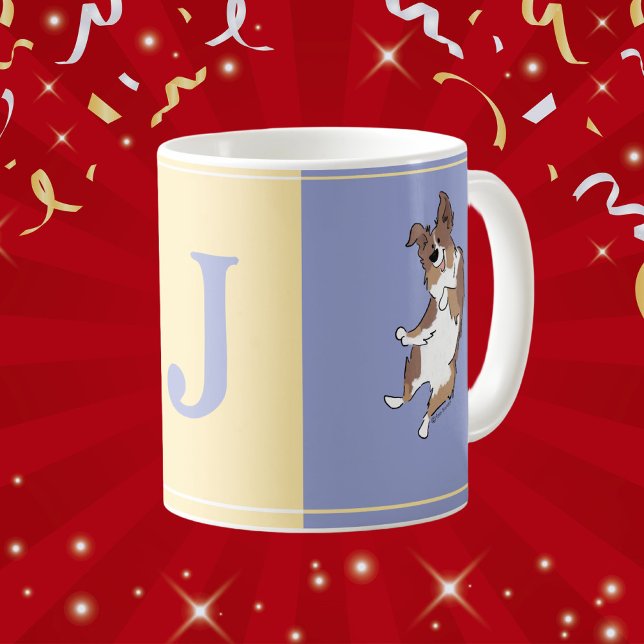 Monogram Australian Shepherd Happy Color Block Kaffeetasse (Von Creator hochgeladen)