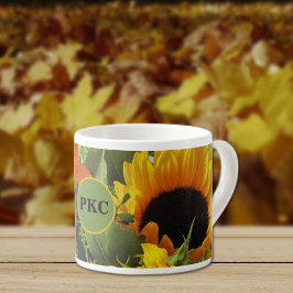 Monogram Autumn Sunflores Foto Print 6oz Espressotasse