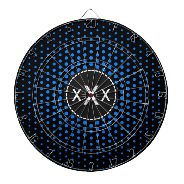 Monogram Azure Techno Dots Modern Dartscheibe (vorne)