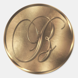 Monogram B Bronze Wedding Invitation Holiday Runder Aufkleber
