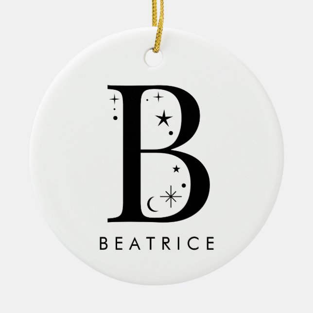 Monogram B Celestie Name Keramik Ornament (Vorne)