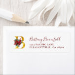 Monogram B Christmas Red Gold Rücksendeadresse<br><div class="desc">Dieses festliche Urlaubsszenario zeigt den Monogramm-Anfangsbuchstaben "B" in goldenen Imitaten und Schriftart aus Serifen, verziert mit einem rot-grünen zeichn einer Poinsettia. Personalisieren Sie es mit Ihrem Namen in elegant bordeauxrot Handschrift Skript und Ihre Adresse in Serif Schriftart. Ideal für Ihre Weihnachtskarten-Mailingbedürfnisse. Wenn dein Name nicht mit "B" beginnt, dann verzweifle...</div>