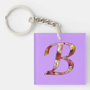 Monogram B Floral Design Schlüsselanhänger