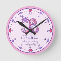 Monogram-B-Herz-Mädchen-Name bedeutet rosa Uhr